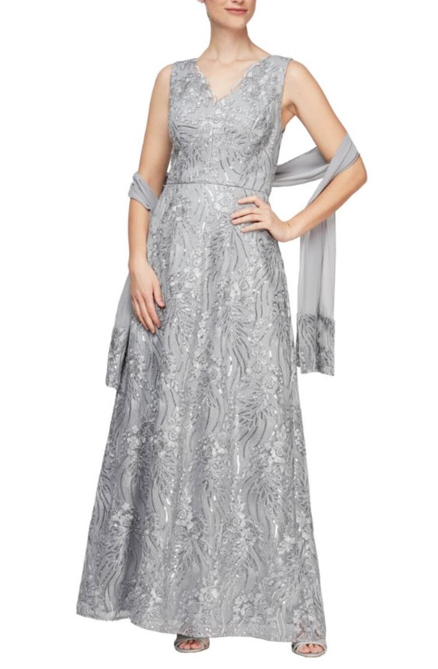 Size 10 NEW Alex Evenings 81171077 Mother of the Bride Long Dress